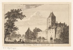 Kilátás a Plompe Torenre Utrechtben, 1756 A Plompe Toren Utrechtben 1756 (cím a tárgyon)