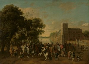 Maurits herceg, Frederik Hendrik herceg, V. Frigyes cseh és felesége, Stuart Erzsébet és mások társaságában a hágai Buitenhofban