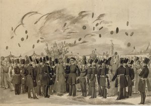 Mihail Pavlovics nagyherceg látogatása az Életvédő Finn Ezred táborában 1837. július 8-án alkotó: Pavel Andreevich Fedotov