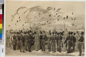 Michael Pavlovich nagyherceg (1798-1849) meglátogatja a finn császári őrezred (vagy Finliandski gárdaezred) táborát, 1837. július 8-án. alkotó: Pavel Andreevich Fedotov