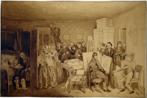 Fidelka halálának következményei - Pavel Andrejevics Fedotov (1815-1852) munkája, indiai tinta és szépia papíron