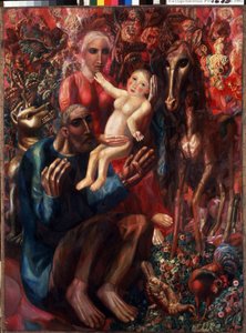Pavel Nyikolajevics Filonov (1883-1941) festménye "A Szent Család" 1914 Állami Orosz Múzeum, Szentpétervár, Oroszország