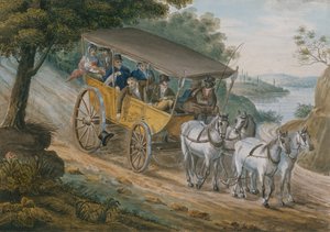 Utazás Stagecoach-on Trenton közelében, New Jersey államban, 1811-kb. 1813.