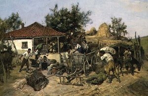 Parasztok kocsit raknak alkotó: Pawel Kowalewsky