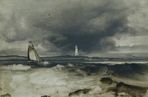 Világítótorony (olaj a panelen) alkotó: Peder Balke