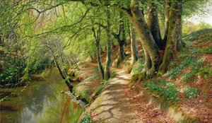 Egy erdős folyami táj (olaj, vászon) alkotó: Peder Monsted