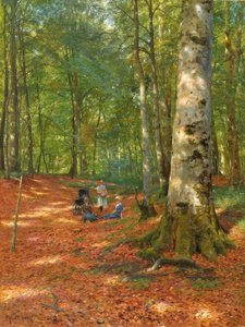 P.Mönsted, Erdei tisztáson alkotó: Peder Monsted
