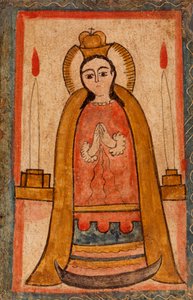 Madonna piros ruhát viselő, c. 1820 (vízbázisú festék falemezre)