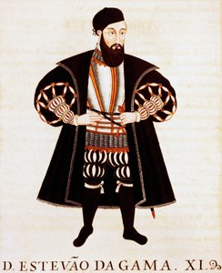 Estevao Da Gama (kb. 1505-1576), miniatűr a Brieve Treatise-ból vagy az indiai Vizos-Reys epilógusából