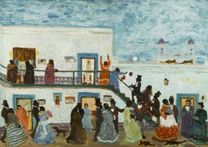 Megérkezés a templomba; Érkezés a templomból alkotó: Pedro Figari