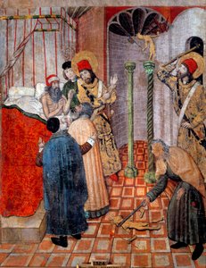 San Sebastian és Szent Polikárp bálványokat pusztít el. Polycarp pap és Sebastian Róma prefektájánál (Chromace), aki megkérte őket, hogy figyelmeztessék. Sebastien azt mondta neki, hogy először adja fel a bálványait, és adjon neki engedélyt, hogy összetörj