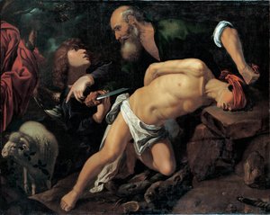 Izsák feláldozása – Pedro Orrente (1588-1645) festménye, olaj, vászon, 1615 körül
