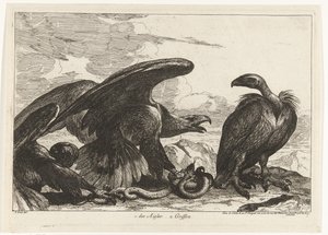 Keselyű és egy sas kígyóval 1. des Aigles 2. Griff (cím az objektumon) Madarak a versailles-i menazsériából (sorozat címe)
