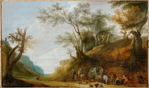 Banditák támadása egy postakocsi ellen (olaj, vászon)