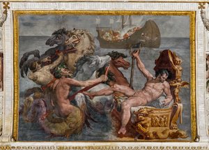 Neptunusz és Ulysses hajója, részlet a Polyphemus szobájából