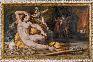Ulysses megvakítja Polyphemust, részlet a Polyphemus szobájából