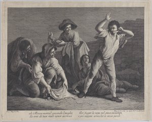 Szerencsejátékkal foglalkozó emberek csoportja, 1770-1800., 1770-1800. alkotó: Pellegrino dal Colle
