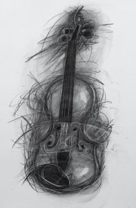 Hegedű, 2005 (szén papíron)