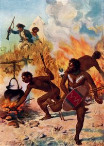 Az ausztrál bennszülöttek Cook kapitány idejében (színes litho)