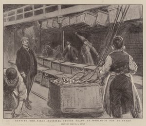 A Woolwich-i Field Hospital üzletek felkészítése szállításra alkotó: Percy F.S. Spence