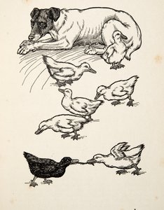 Egyedülálló nevelőanya, az Állatok száz anekdotájából, kocsma. 1924 alkotó: Percy J. Billingshurst