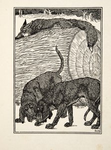 Ravasz, mint a róka, az Állatok száz anekdotájából, kocsma. 1924 alkotó: Percy J. Billingshurst