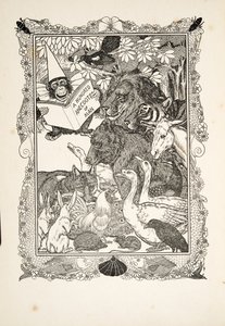 Frontispiece, az Állatok száz anekdotájából, kocsma. 1924 alkotó: Percy J. Billingshurst