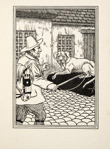 Mozdulatlan hűség, az Állatok száz anekdotájából, kocsma. 1924 alkotó: Percy J. Billingshurst
