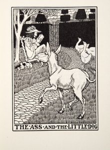 A szamár és a kiskutya, a Fontaine Fables-ből, pub. 1905