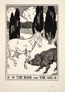A vadkan és a szamár, A Hundred Fables of Aesopus, pub.1903