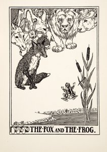 A róka és a béka, A Hundred Fables of Aesopus, pub.1903 (metszet) alkotó: Percy J. Billingshurst