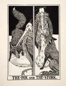 A róka és a gólya, A Hundred Fables of Aesopus, pub.1903