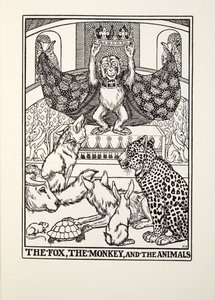 The Fox, the Monkey, and the Animals, a Fontaine Fables, pub. 1905