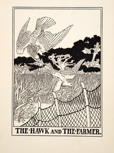 The Hawk and the Farmer, A Hundred Fables of Aesopus, Pub.1903 (metszet) alkotó: Percy J. Billingshurst