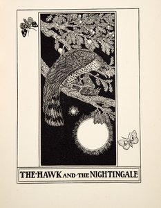 A sólyom és a csalogány, A Hundred Fables of Aesopus, pub.1903