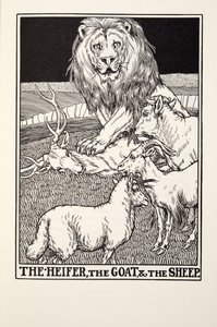 Az üsző, a kecske és a bárány, a Fontaine Fables-ből, pub. 1905