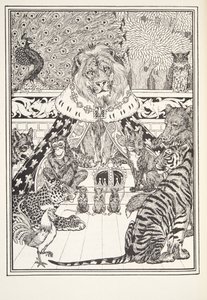 The Lion and his Associates, Frontispiece, Fontaine Fables, pub. 1905