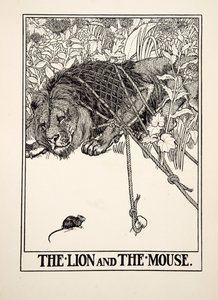Az oroszlán és az egér, A Hundred Fables of Aesopus, pub.1903