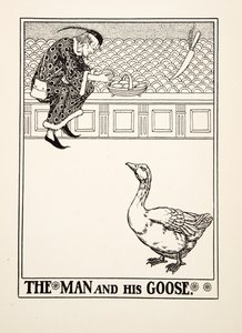 Az ember és lúdja, Aiszópus száz meséjéből, pub.1903 (metszet) alkotó: Percy J. Billingshurst