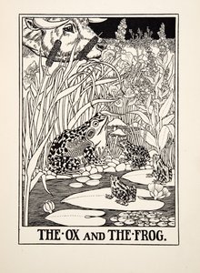 Az ökör és a béka, A Hundred Fables of Aesopus, pub.1903