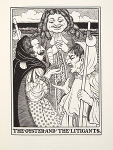 The Oyster and the Litigants, a Fontaine Fables, pub. 1905 (metszet) alkotó: Percy J. Billingshurst