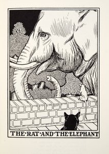 A patkány és az elefánt, a Fontaine Fables-ből, pub. 1905