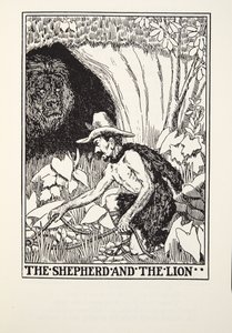 A Pásztor és az Oroszlán, a Fontaine Fables-ből, pub. 1905 alkotó: Percy J. Billingshurst