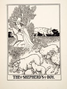 The Shepherds Boy, A Hundred Fables of Aesopus, pub.1903 alkotó: Percy J. Billingshurst