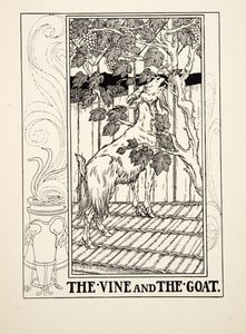 A szőlő és a kecske, A Hundred Fables of Aesopus, pub.1903
