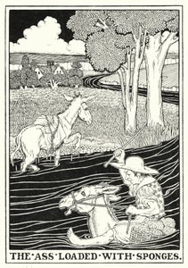 La Fontaine meséi: A szivacsokkal megrakott szamár (litho)