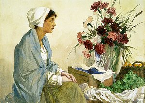 A virágárus (akvarell papíron)