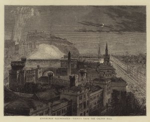 Edinburgh megvilágított, a Calton Hillről nézve
