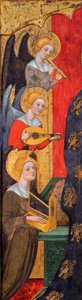 Madonna zenész angyalokkal körülvéve - Angyalok részlete - Madonna zenélő angyalokkal (Részlet) - Pere Serra festménye (aktív 1357-1406 körül), kb 1380 - Tempera a panelen - Museu Nacional d