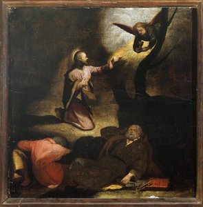 Krisztus szenvedése: Agónia a Gecsemáné kertben (olaj, fa alkotó: Perino del Vaga